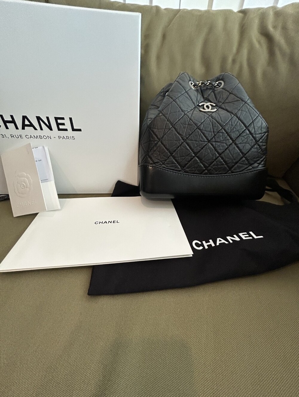 Chanel Gabrielle Small Aged Calfskin Quilted Leather Backpack In Black